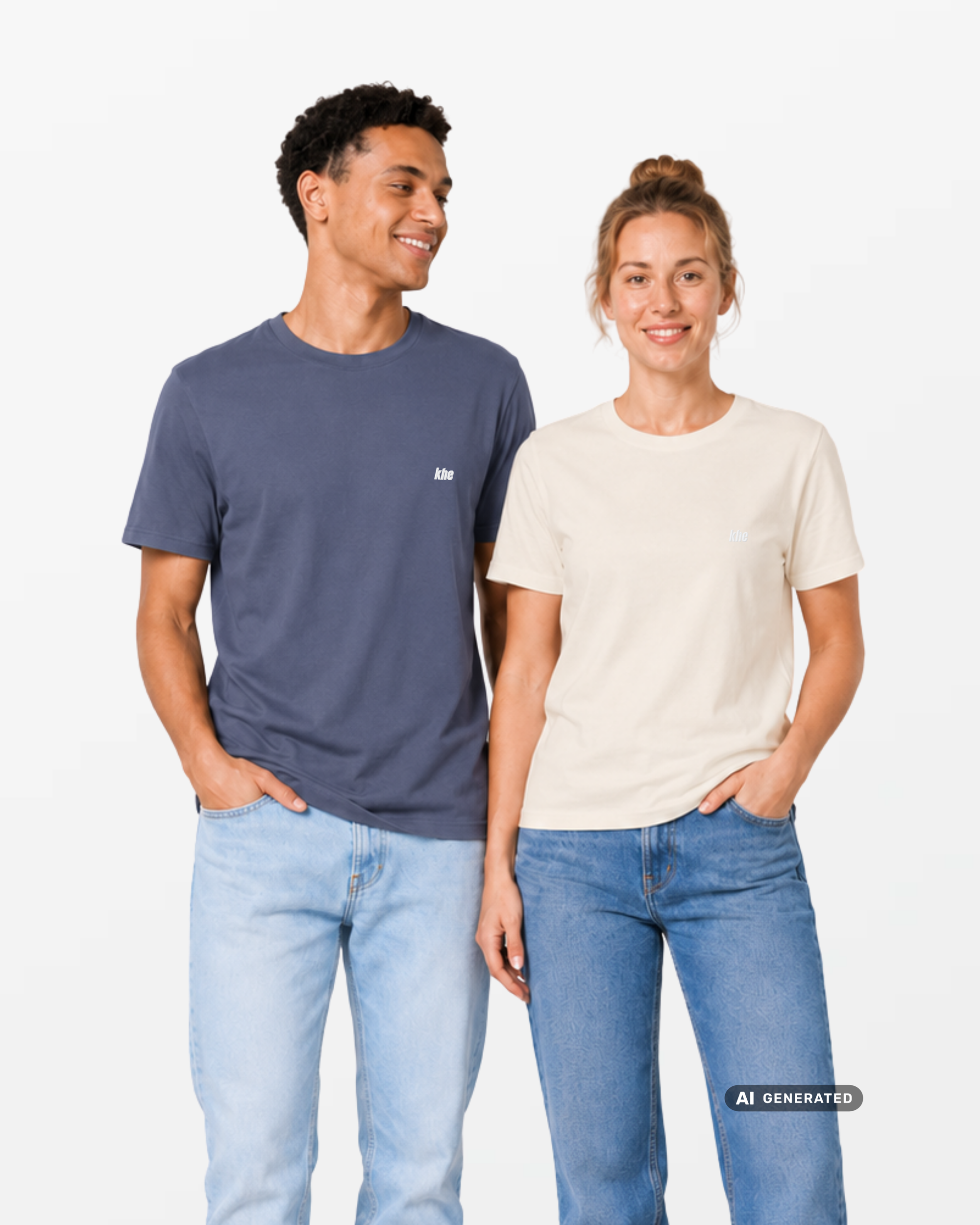 kheTee Unisex, 180g, „Logo Essentials“, regular fit, T-Shirt aus Bio-Baumwolle