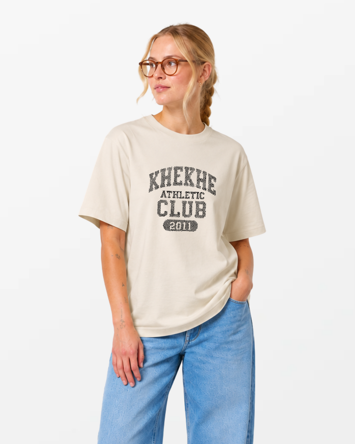 kheTee Unisex, 215g, „Athletic Dots“, relaxed fit, aus Bio-Baumwolle