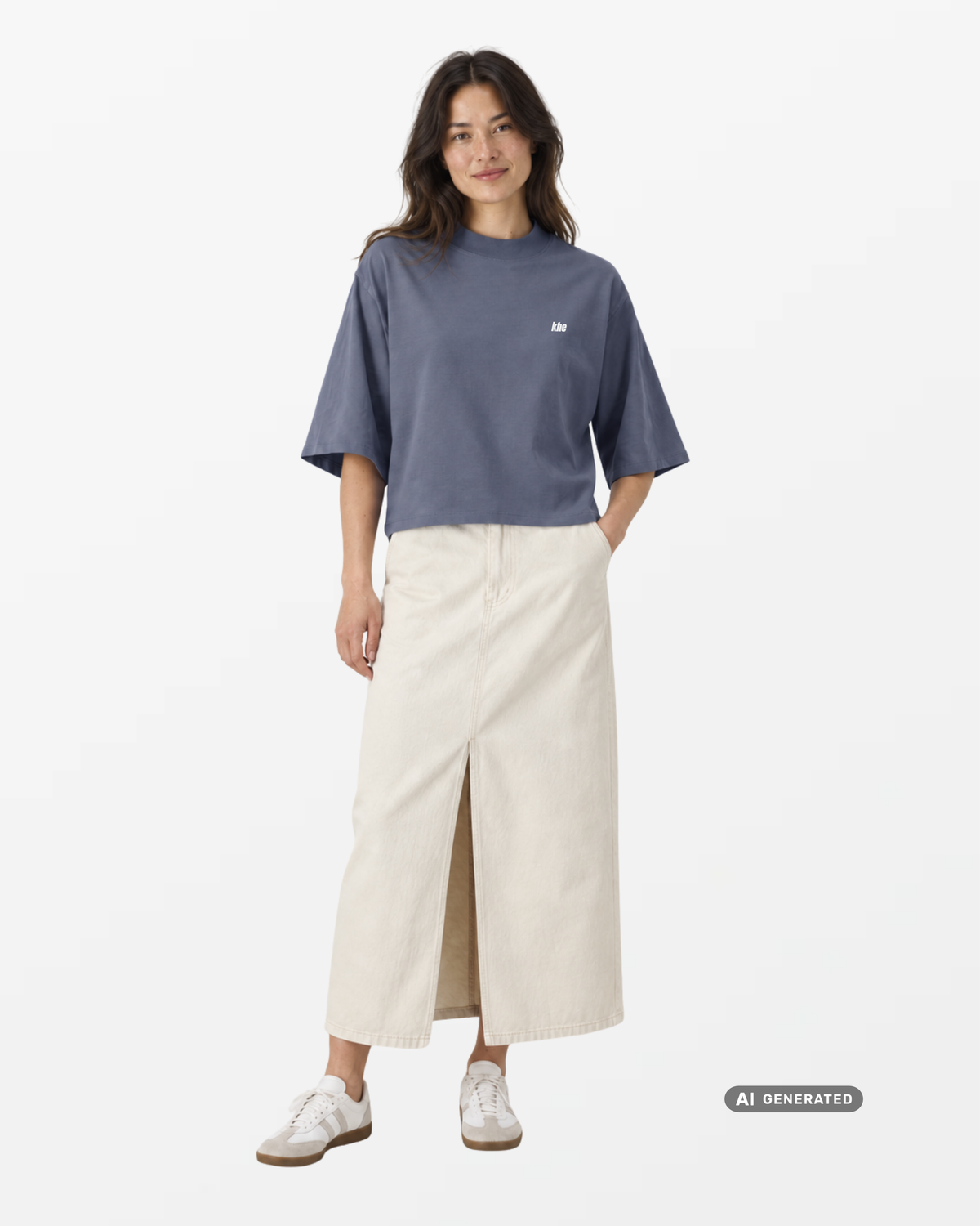 kheTee Women cropped, „Logo Essentials“, relaxed fit, T-Shirt aus recycelter Baumwolle und Bio-Baumwolle