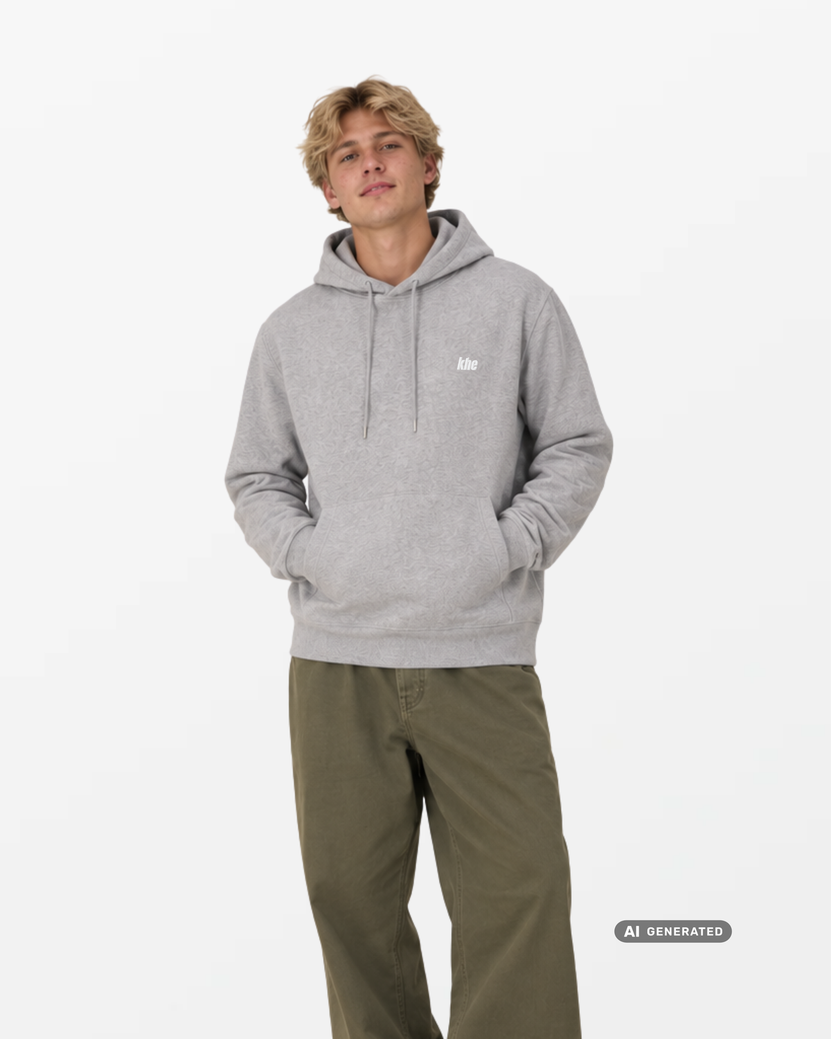 kheHood M, „Logo Essentials“, medium fit, Hoodie aus recycelter und Bio-Baumwolle