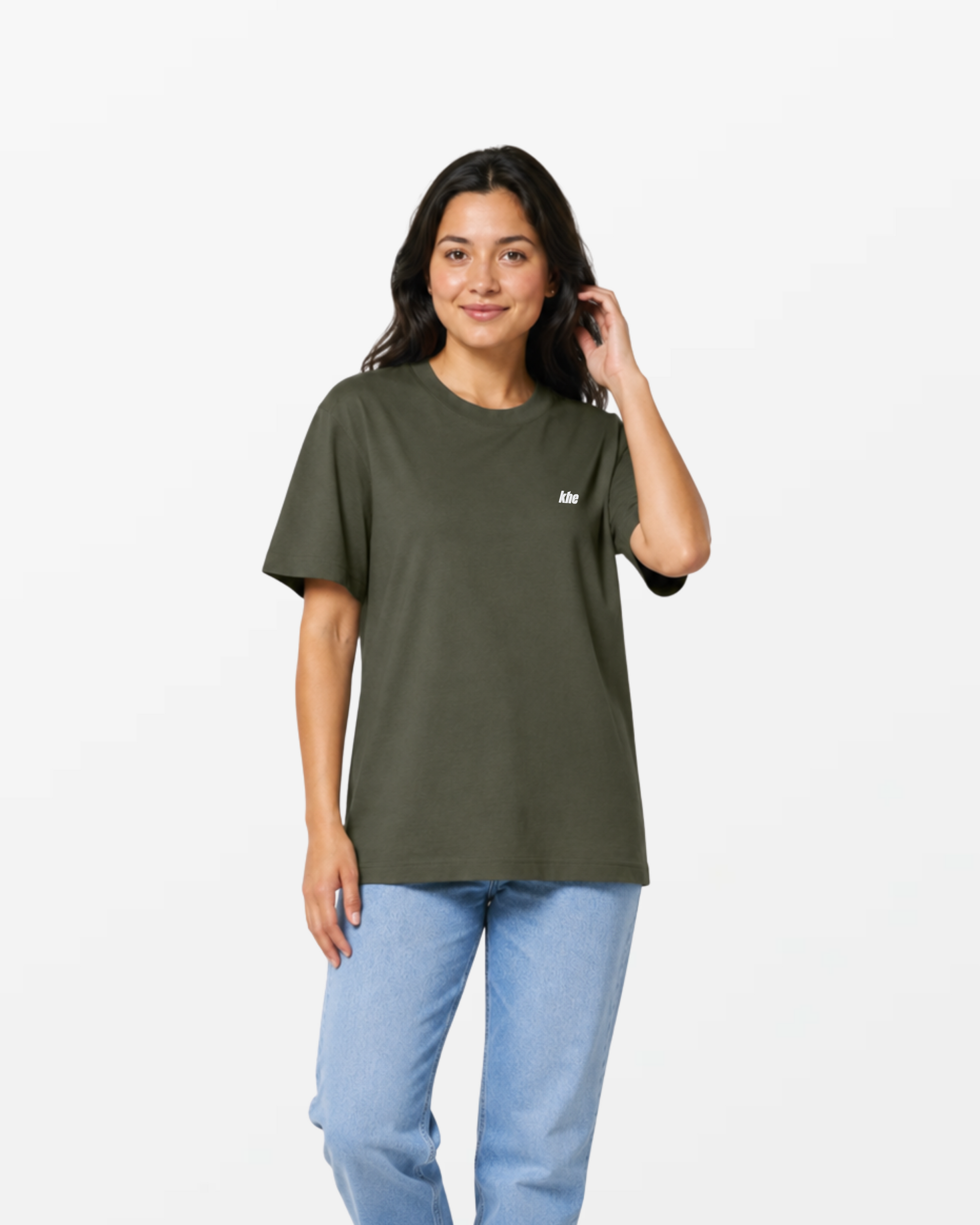 kheTee Unisex, 215g, „Logo Essentials“, relaxed fit, T-Shirt aus Bio-Baumwolle
