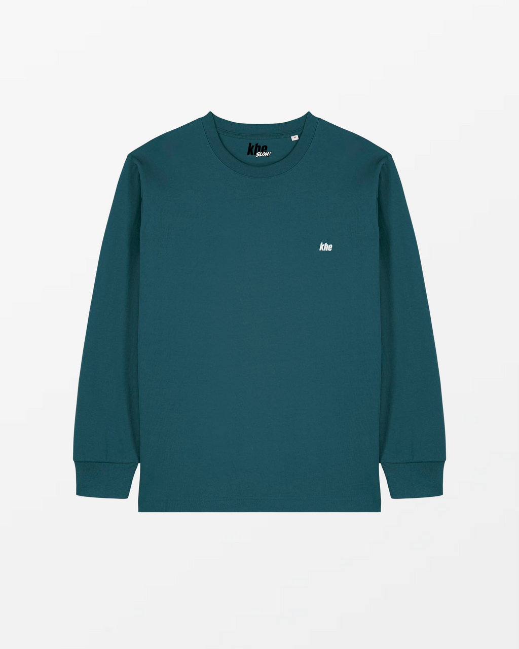 kheTee Unisex LS, 240g, „Logo Essentials“, relaxed fit, T-Shirt aus Bio-Baumwolle