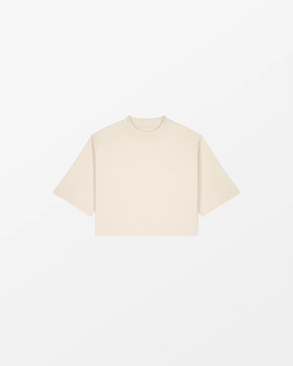 kheTee W cropped, „Logo Essentials“, relaxed fit, T-Shirt aus recycelter Baumwolle und Bio-Baumwolle