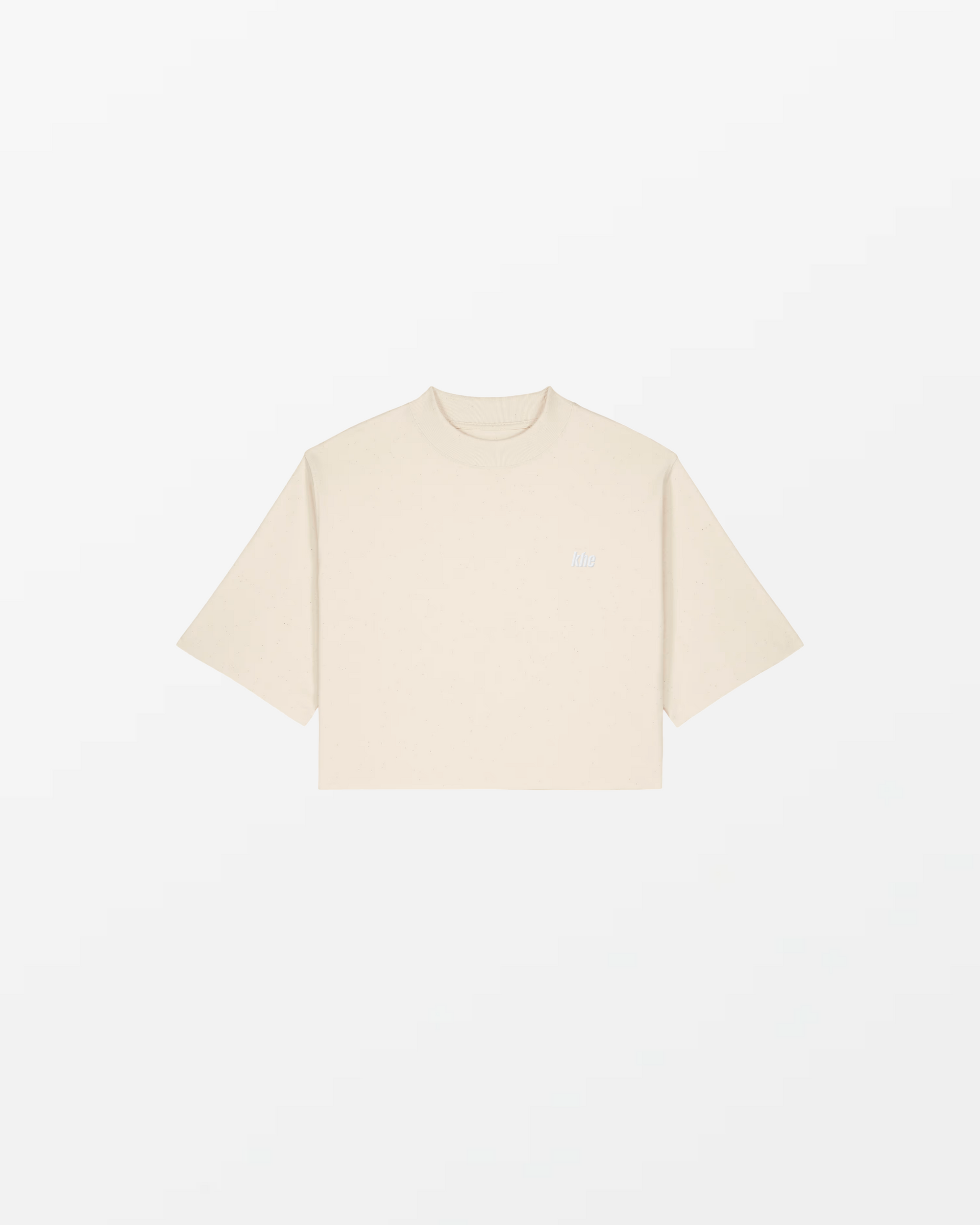 kheTee W cropped, „Logo Essentials“, relaxed fit, T-Shirt aus recycelter Baumwolle und Bio-Baumwolle