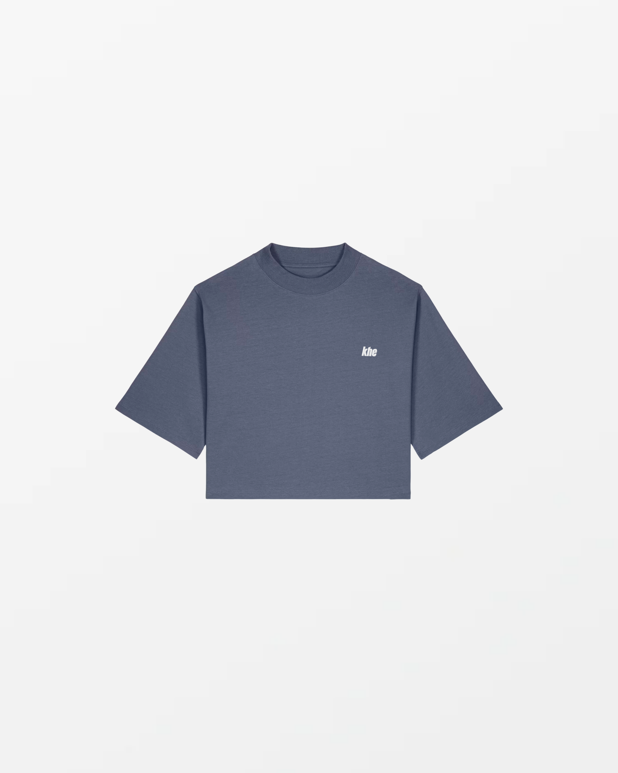 kheTee W cropped, „Logo Essentials“, relaxed fit, T-Shirt aus recycelter Baumwolle und Bio-Baumwolle