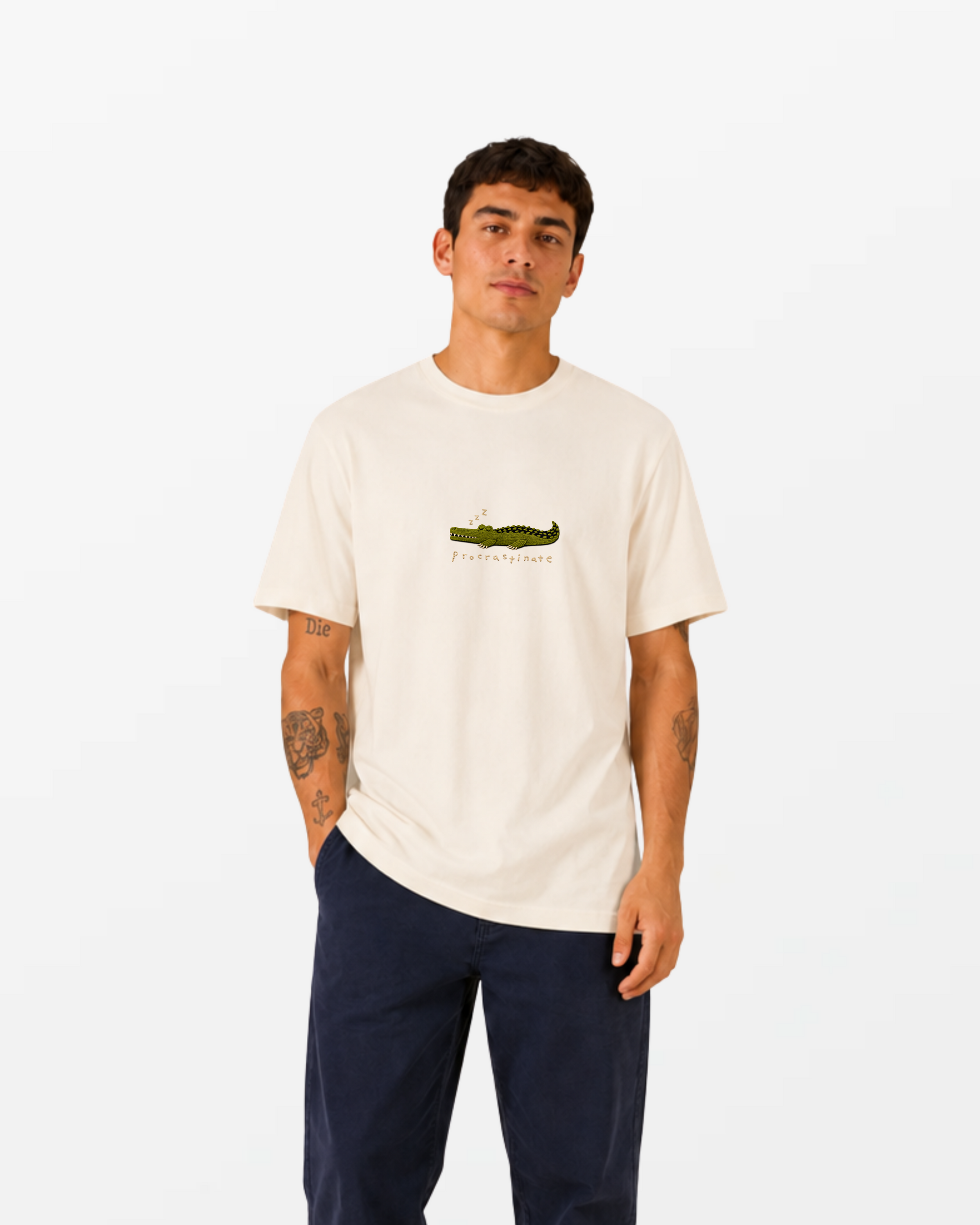 kheTee Unisex, 215g, „Procrastinate“, relaxed fit, aus Bio-Baumwolle